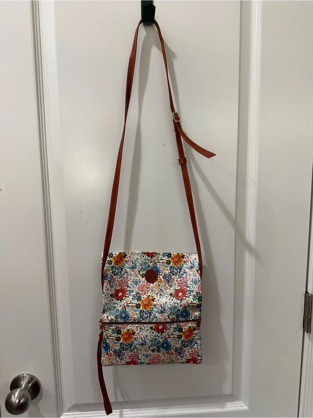 Firenze Moda Genuine Italian Leather Floral Convertible Clutch Crossbody Bag